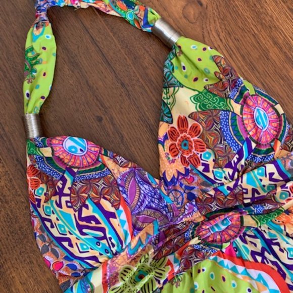 Cristina Love colorful Halter Dress Size Medium - Picture 2 of 6